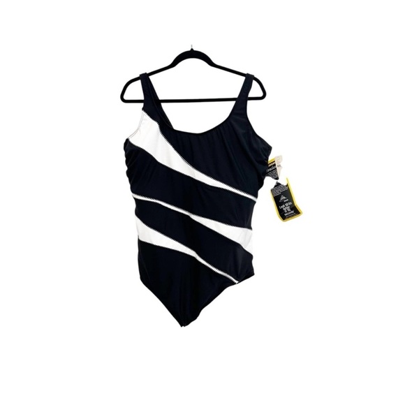 Miraclesuit Helix One Piece Swimsuit Women's Size 24 Black White New NWT $160 - Picture 1 of 4